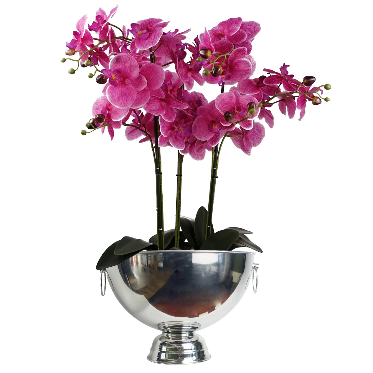 41cm x 29cm Extra Large Silver Champagne Bowl Metal Planter – Decorative Indoor Plant Pot