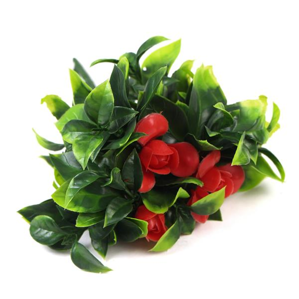 30cm Small UV Resistant Artificial Red Flowers – Realistic Faux Bush