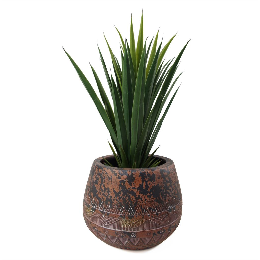 30cm x 24cm Large Zaturn Brown & Black Composite Planter – Indoor Plant Pot