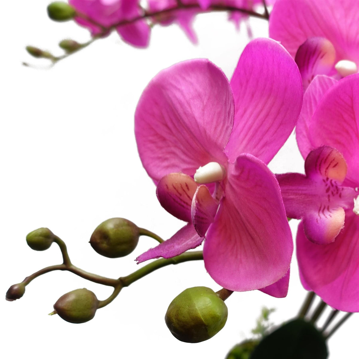 85cm Medium Artificial Pink Orchid Bush in Black Pot - Deluxe Faux Orchid Plant
