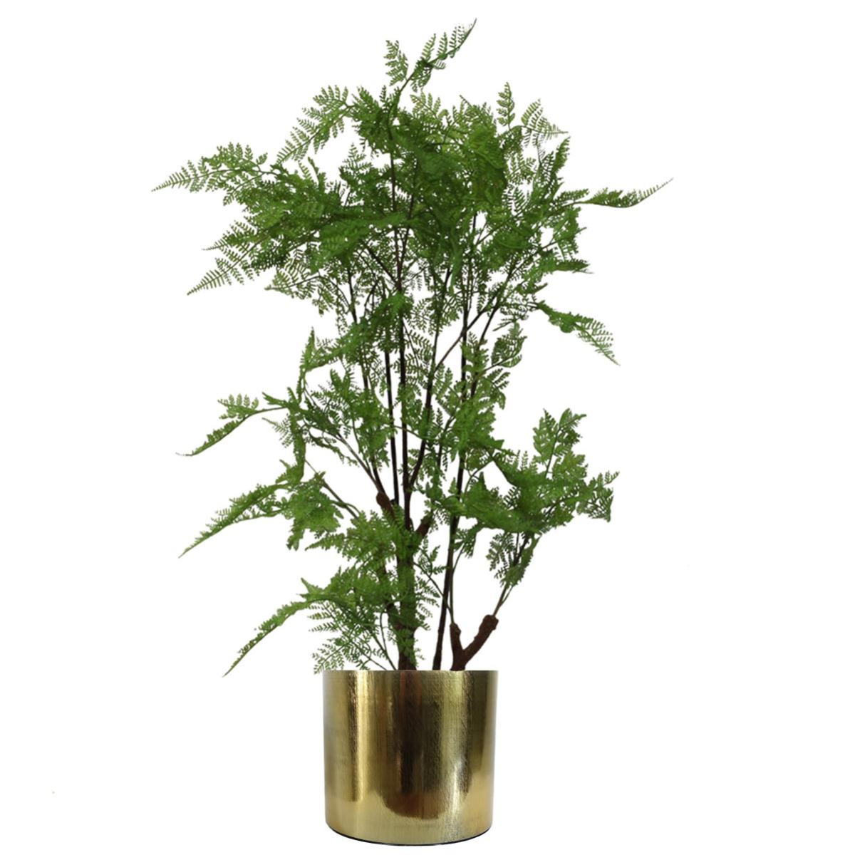 20cm x 18cm Medium Gold Etched Metal Planter – Decorative Indoor Plant Pot