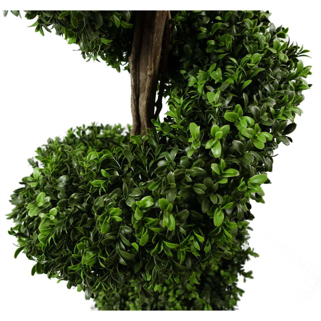 Pair of 150cm Large Spiral Buxus Artificial Trees – UV Resistant Outdoor Topiary Set