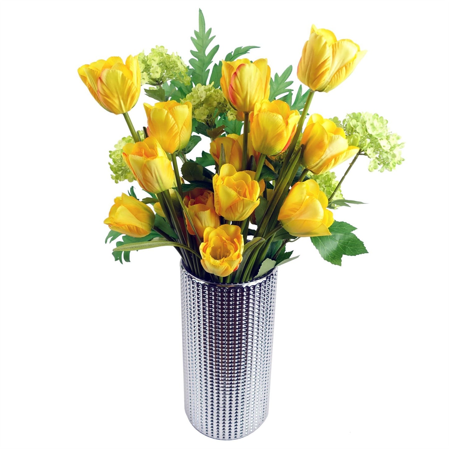6 x 80cm Artificial Yellow Tulip Stems – Faux Realistic Tulip Flower Set