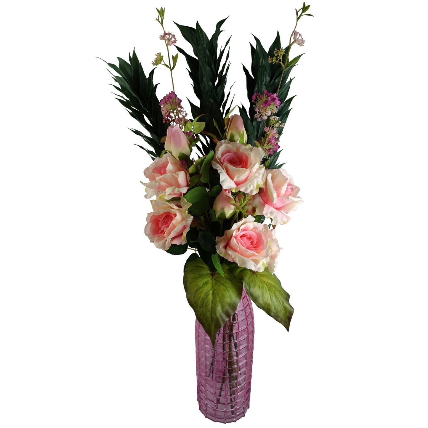6 x 80cm Medium Artificial Pink Rose Stems – Faux Pink Roses for Vases & Arrangements
