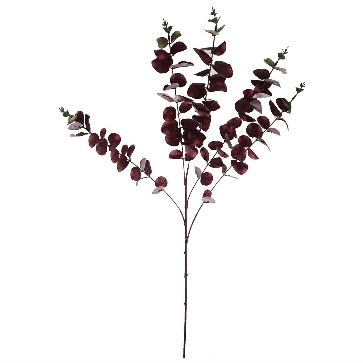 6 x 100cm Large Artificial Burgundy Eucalyptus Stems – Faux Eucalyptus Foliage Bundle