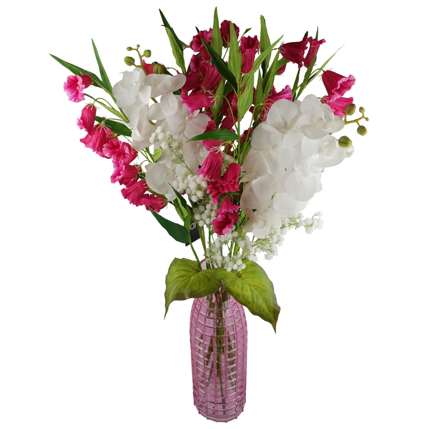 6 x 100cm Large Artificial Pink Trumpet Flower Stems – Faux Floral Arrangement Set