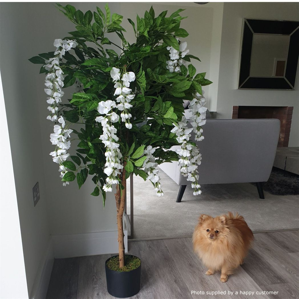130cm Large Artificial White Wisteria Tree – Premium Faux Indoor Tree