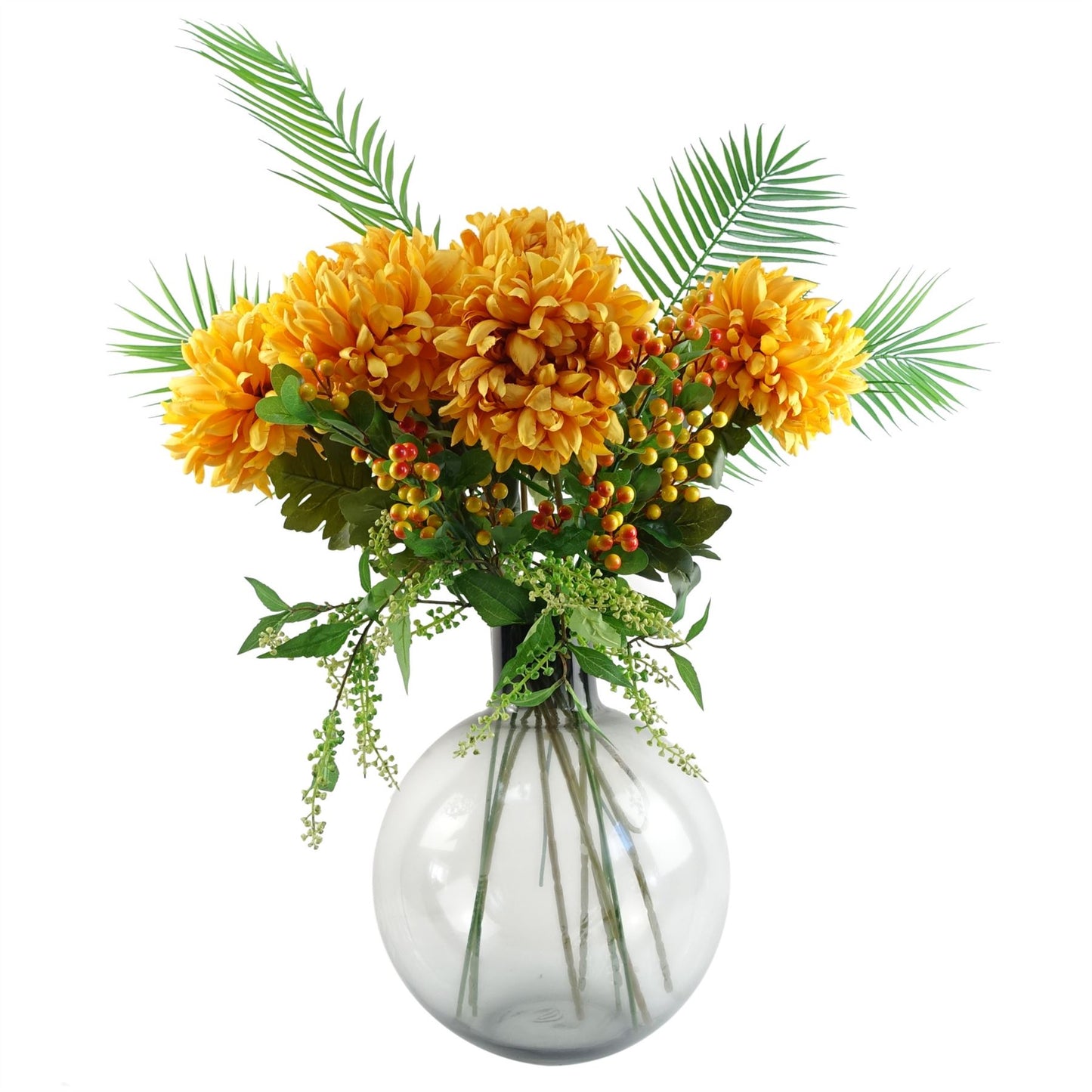 75cm Medium Artificial Gold Chrysanthemum Stem – Realistic Reflex Flower