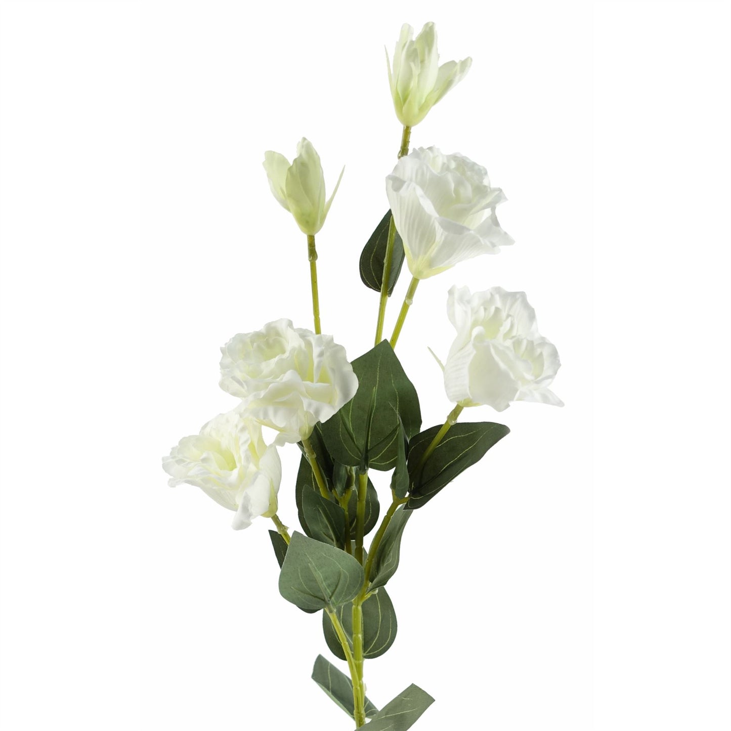 6 x 80cm Medium White Artificial Wild Rose Stems – Realistic Faux Roses with 36 Flowers