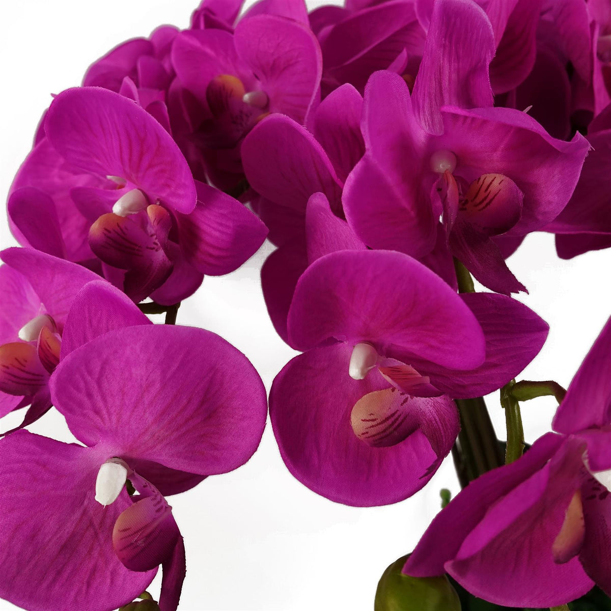 85cm Medium Artificial Pink Orchid Bush in White Pot - Deluxe Faux Orchid Plant