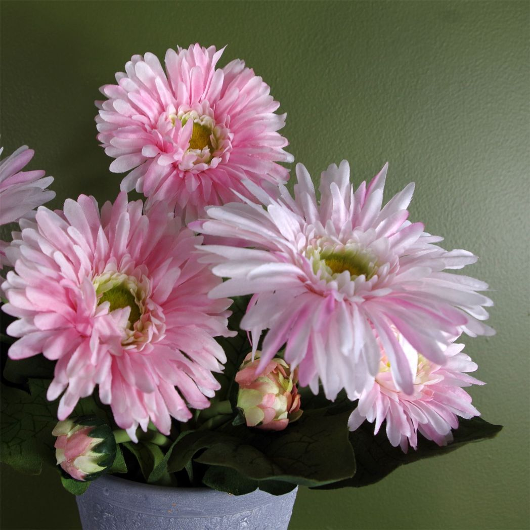 33cm Small Artificial Pink Daisy with Pot – Faux Daisy Flowers