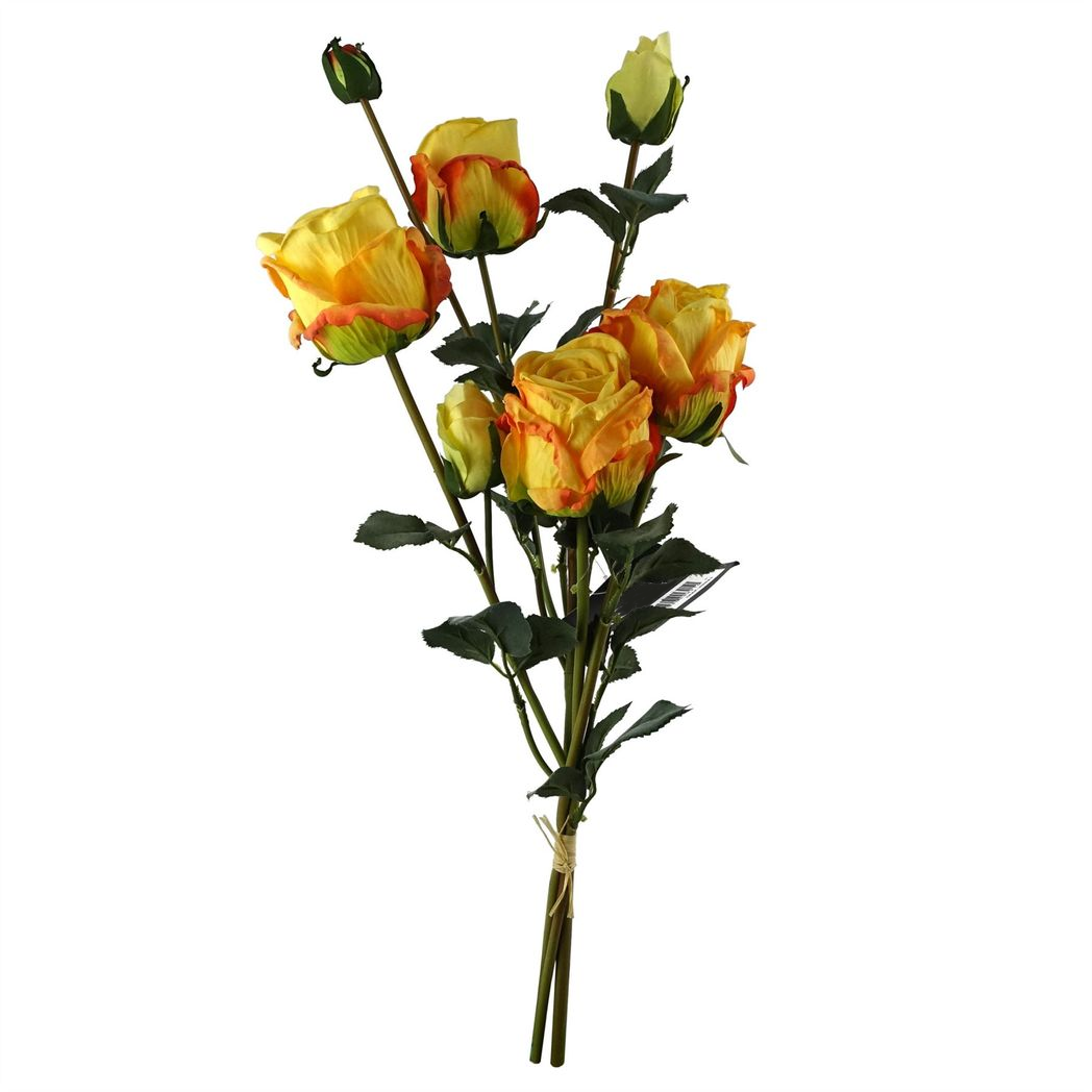 60cm Medium Premium Yellow Artificial Rose Sprays – Realistic Faux Roses with 24 Flowers & 18 Buds