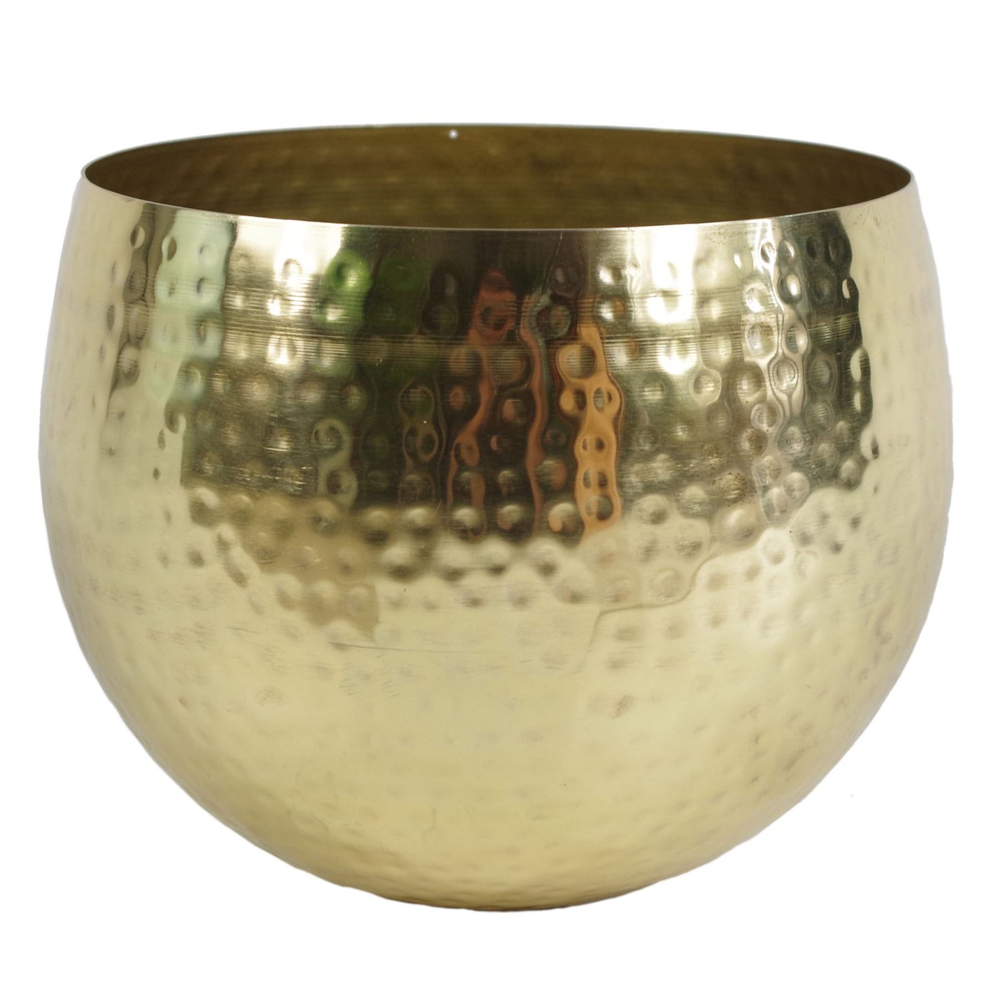 22cm x 17cm Medium Hammered Gold Bowl Planter – Straight-Edge Gold Plant Pot