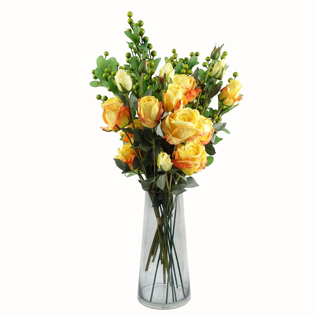 70cm Medium Artificial Green Berry Spray – Faux Berry Stem
