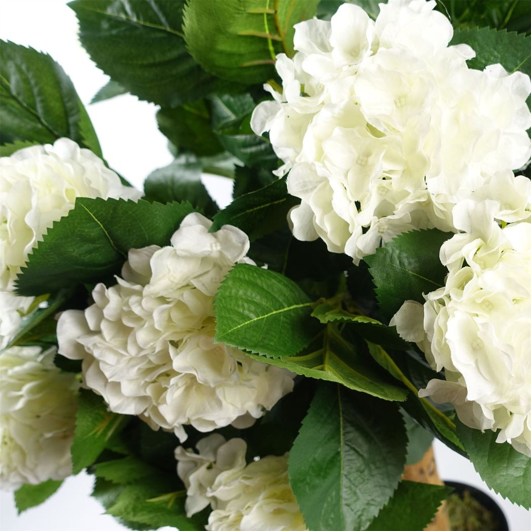 75cm Medium Premium Artificial White Hydrangea Bush – Lifelike Faux Hydrangea Plant