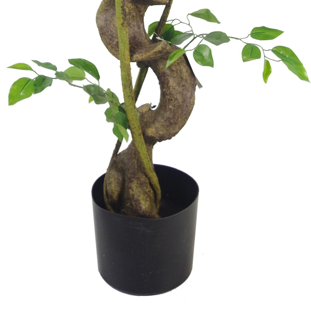 120cm Medium Artificial Ficus Tree – Japanese Fruticosa Style with Silver Planter