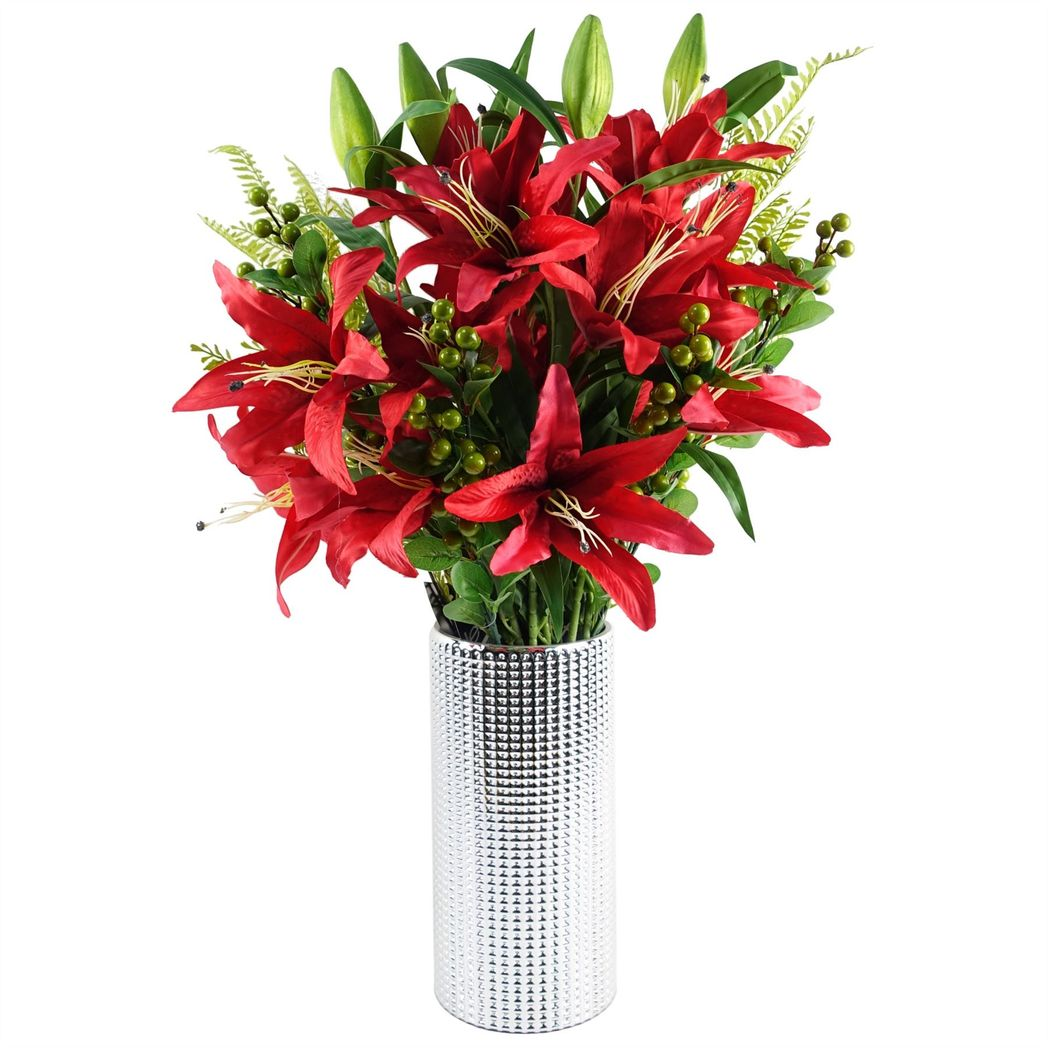70cm Medium Artificial Green Berry Spray – Faux Berry Stem