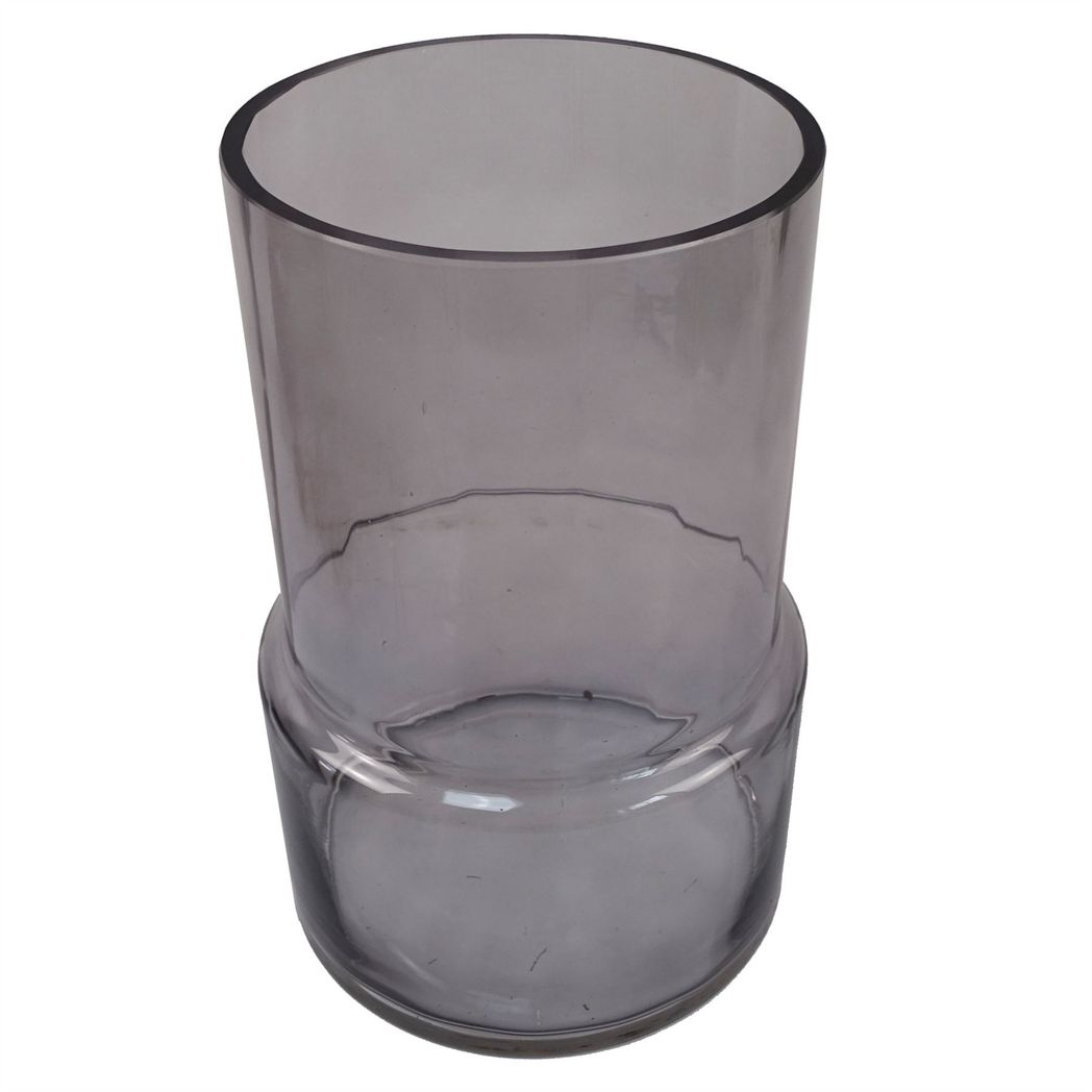 26cm Medium Grey Smoke Glass Vase – Stylish Round Bud Vase for Flowers