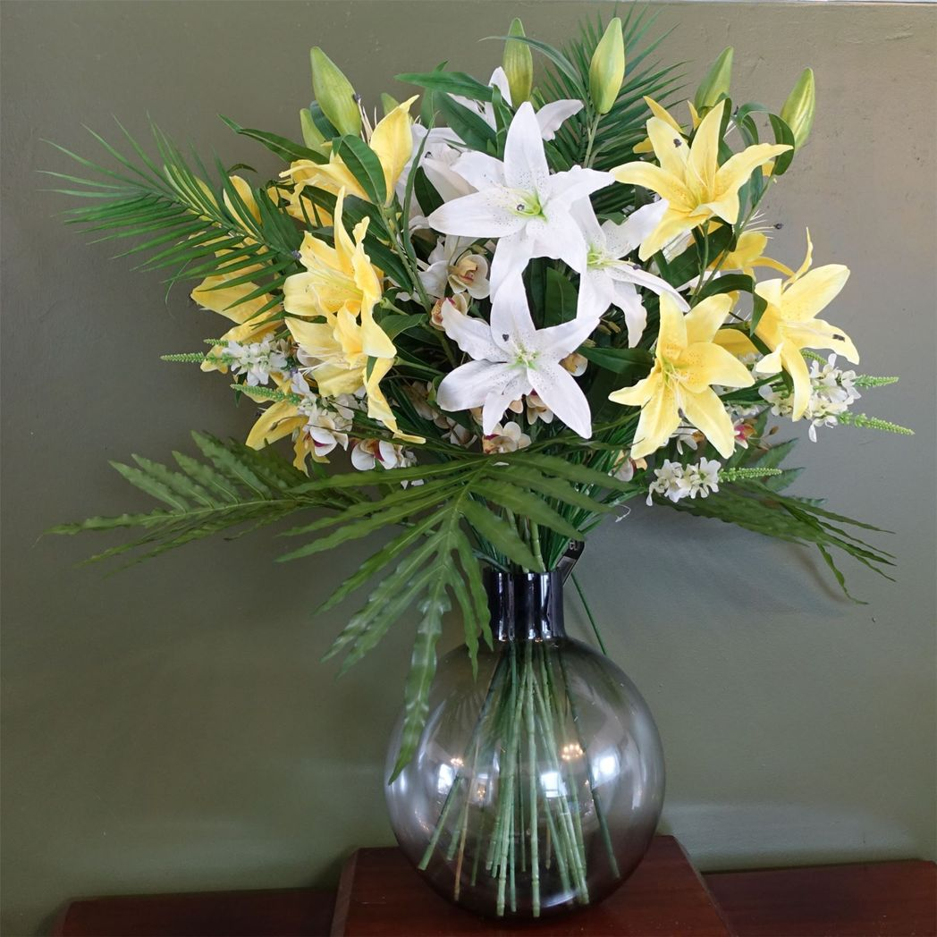 40cm Large Grey Smoke Bottle Glass Round Vase – Thick Decorative Glass Vase