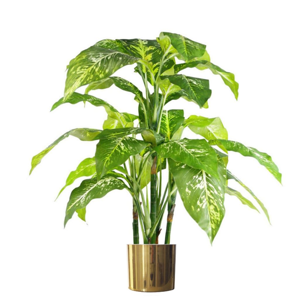 20cm x 18cm Medium Polished Gold Metal Planter – Modern Gold Plant Pot
