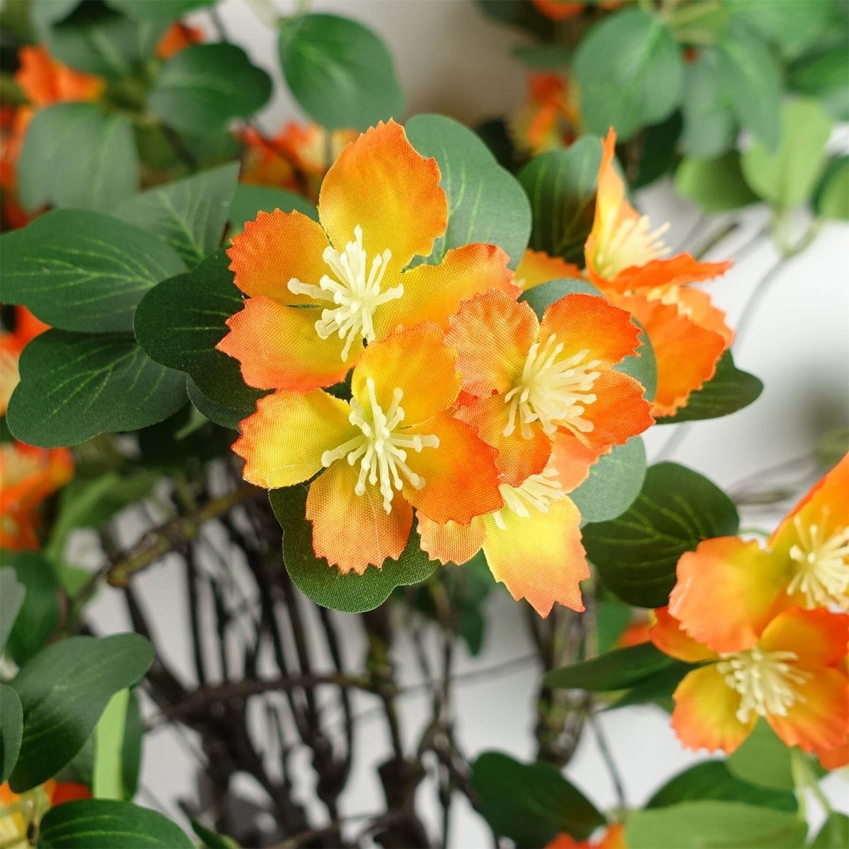 60cm Medium Artificial Orange Flowers & Foliage – Realistic Faux Flower Spray