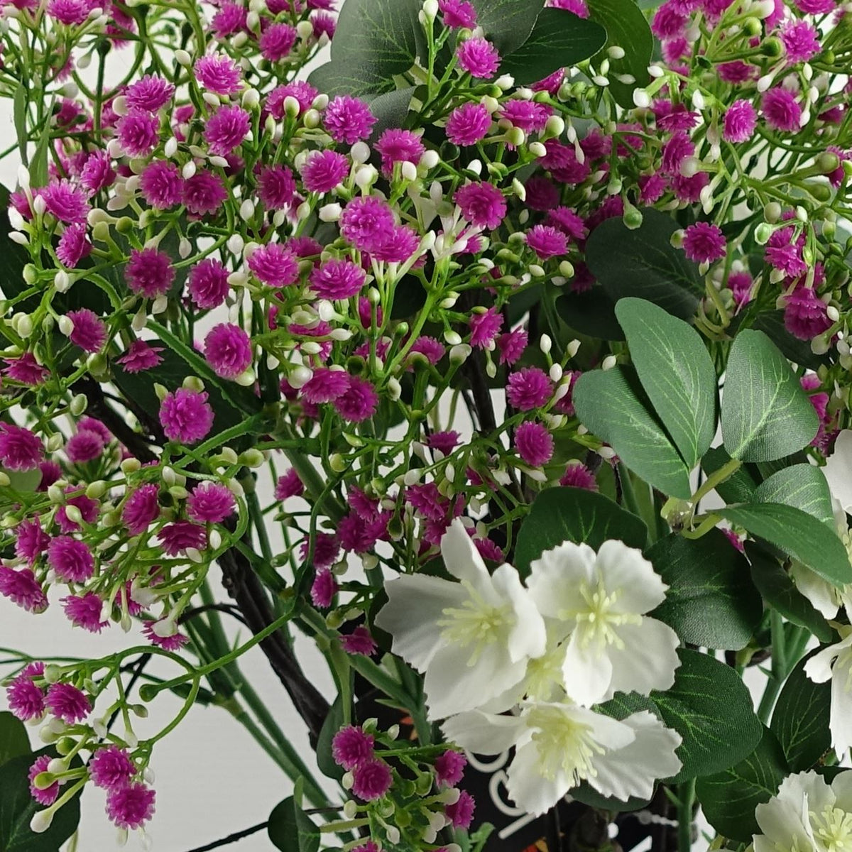6 x 60cm Medium Artificial White Flowers & Foliage – Realistic Faux Flower Spray