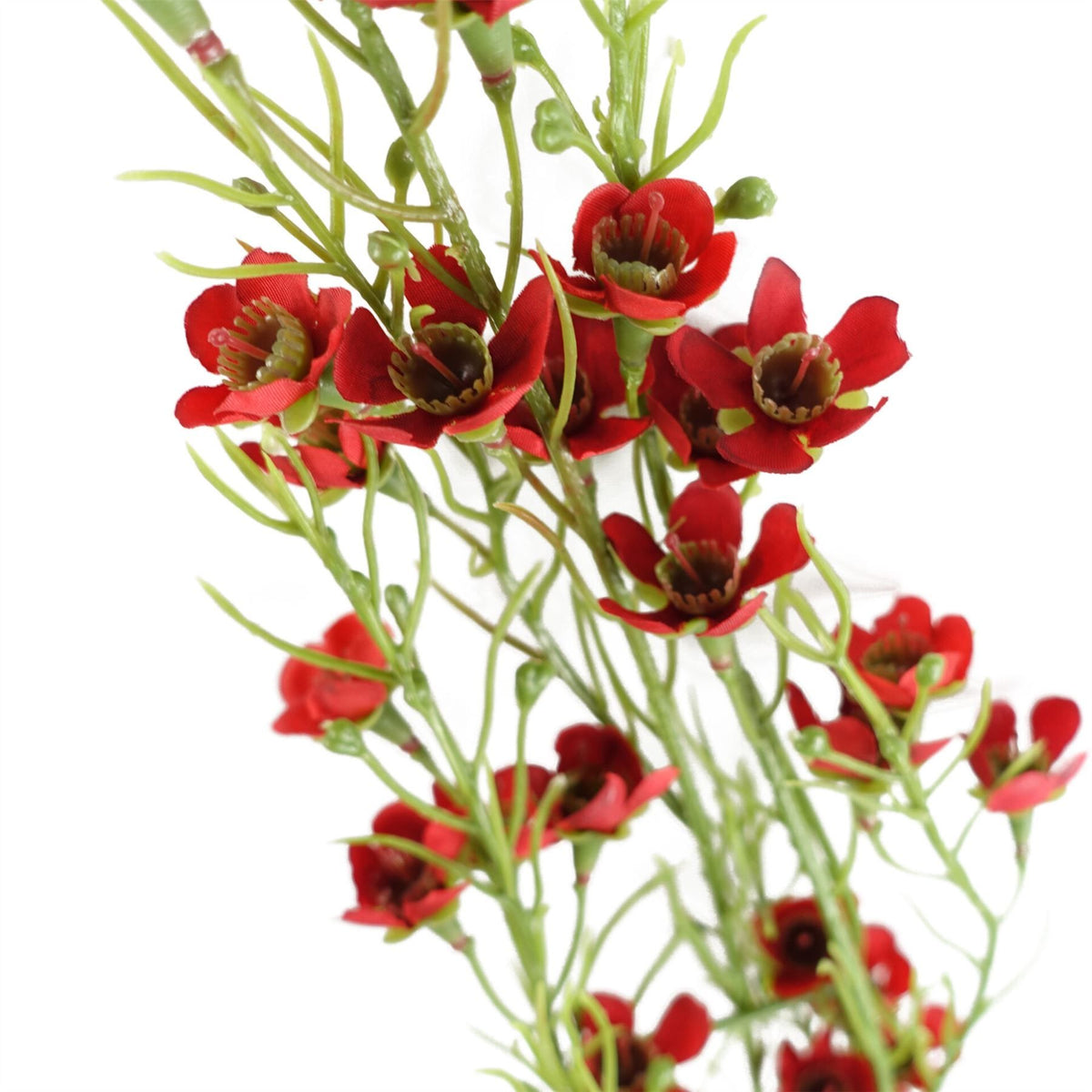 100cm Large Artificial Foliage with Small Red Flowers - Realistic Faux Flower Stem