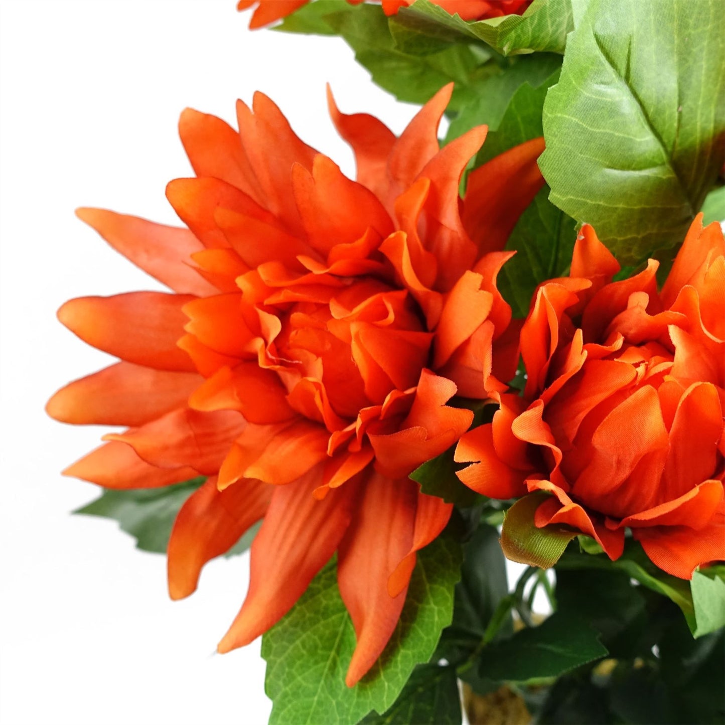 55cm Small Artificial Red Dahlia – Faux Dahlia Plant with White Decorative Planter