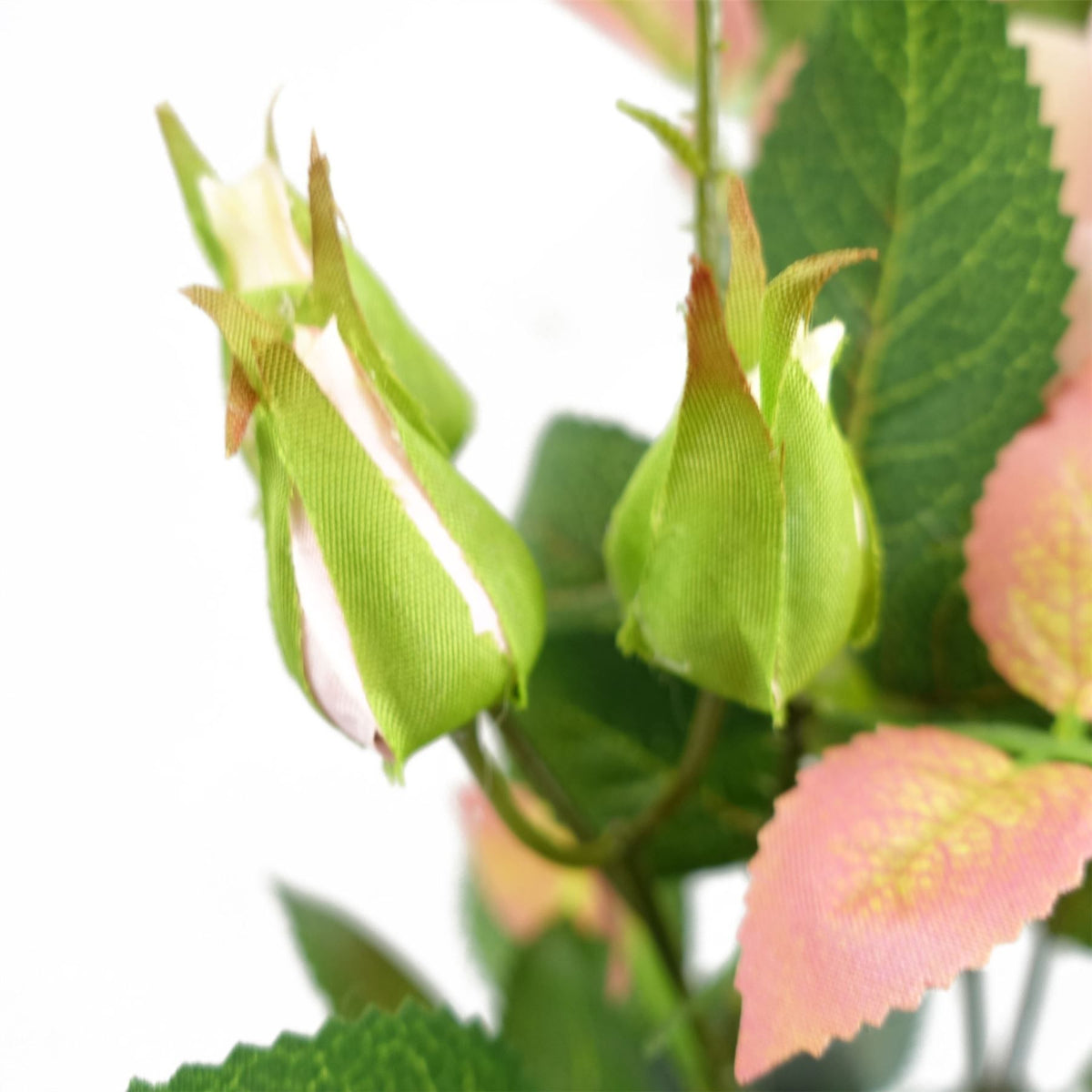 50cm Small Artificial Pink Rose Plant – Realistic Pink Blooms with White Decorative Planter