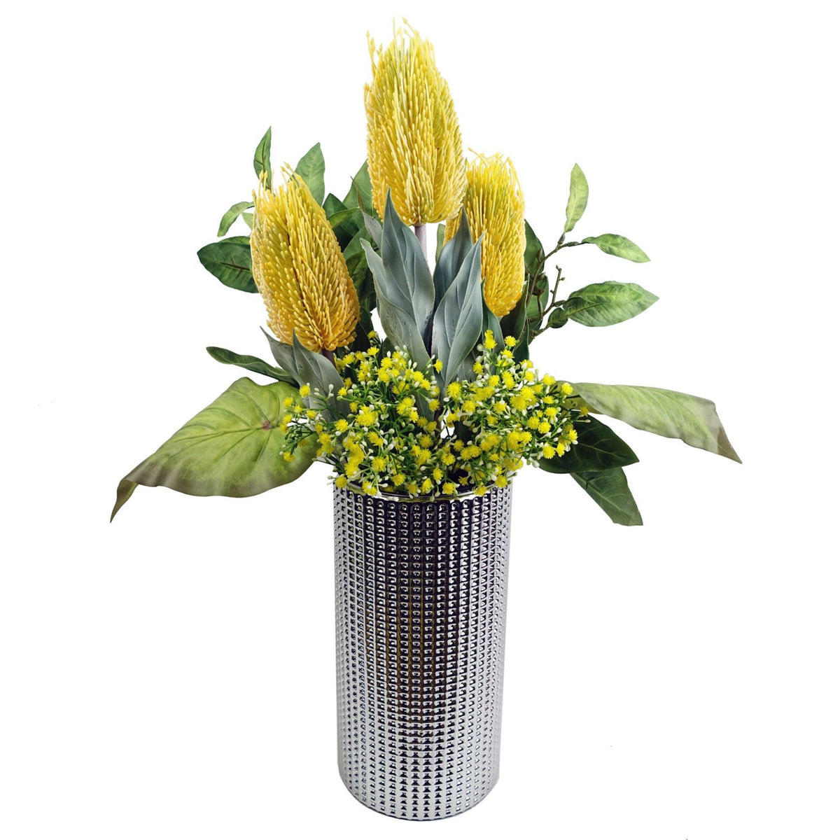 75cm Medium Artificial Yellow Banksia Menziesii Flower – Realistic Faux Stem