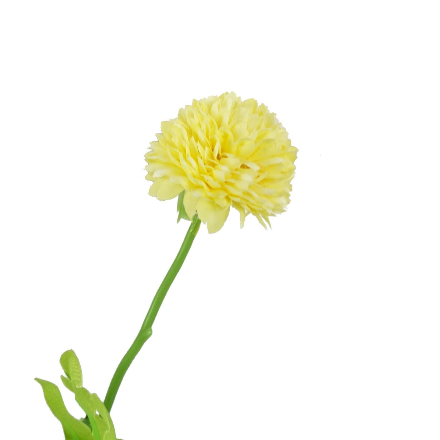 6 x 50cm Small Artificial Yellow Dahlia Pompom Stems – Faux Dahlia Flowers