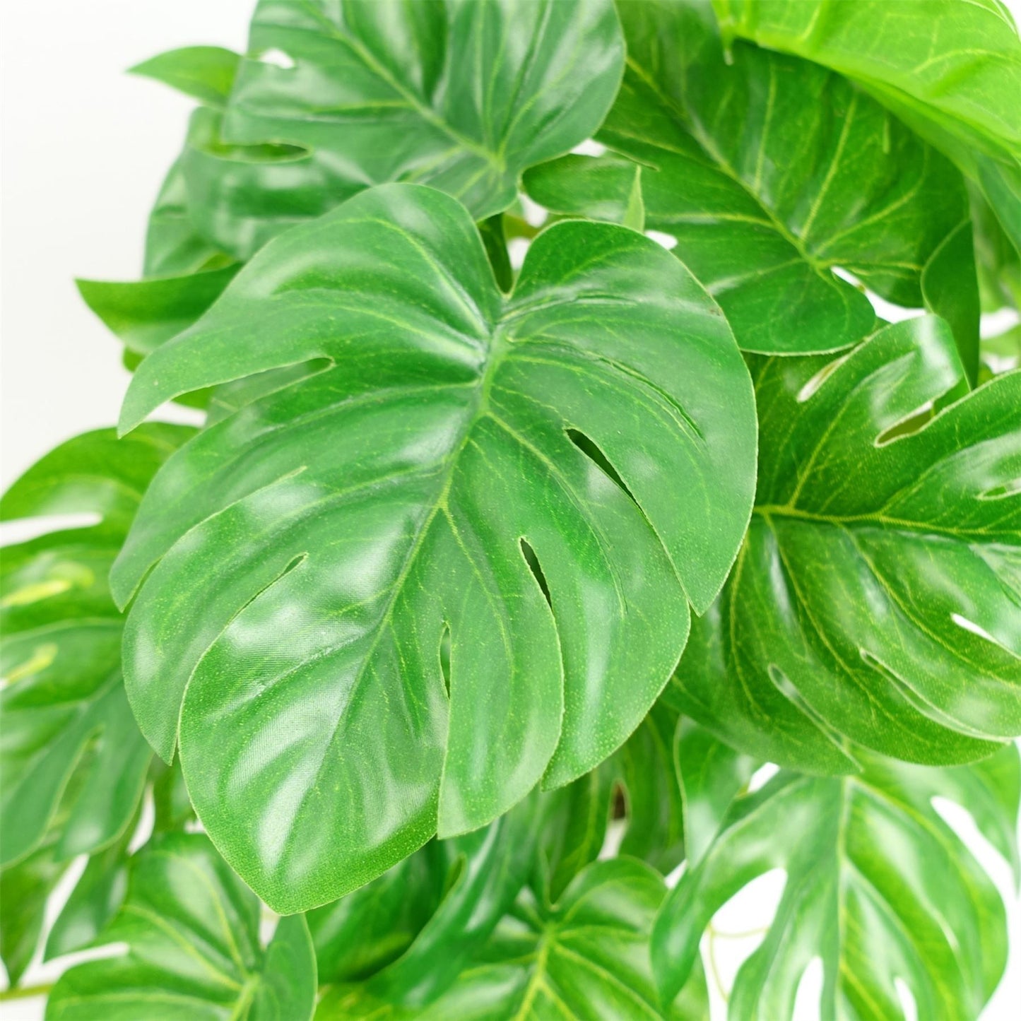 30cm Small Green Artificial Monstera Trailing Plant – Realistic Faux Monstera in White Planter