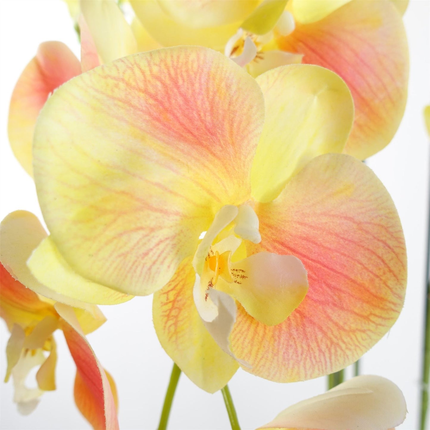 110cm Large Yellow Peach Artificial Orchid Plant – 41 Real Touch Flowers for Elegant Home Décor