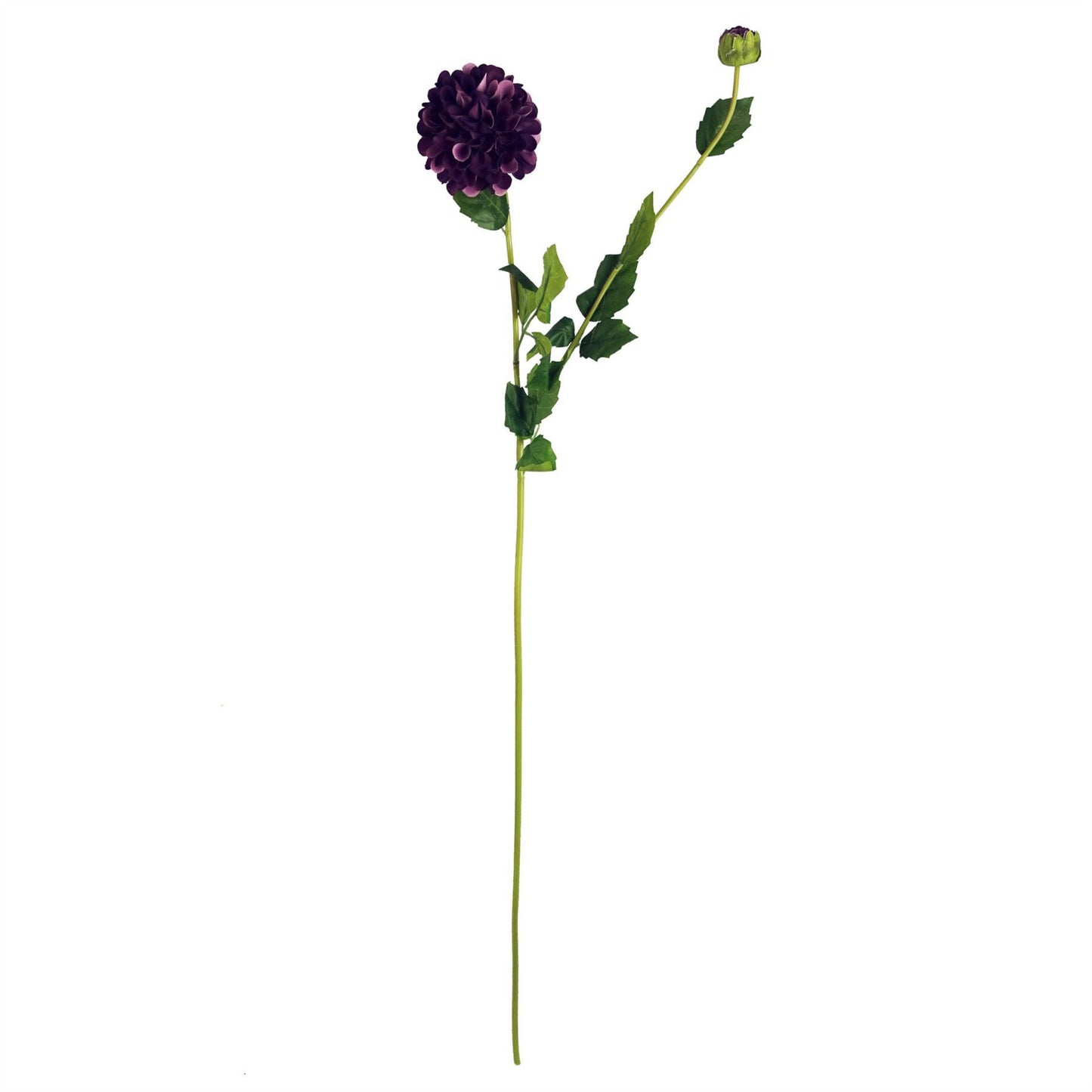 6 x 75cm Medium Artificial Purple Dahlia Pompom Flowers – Faux Dahlia Stems