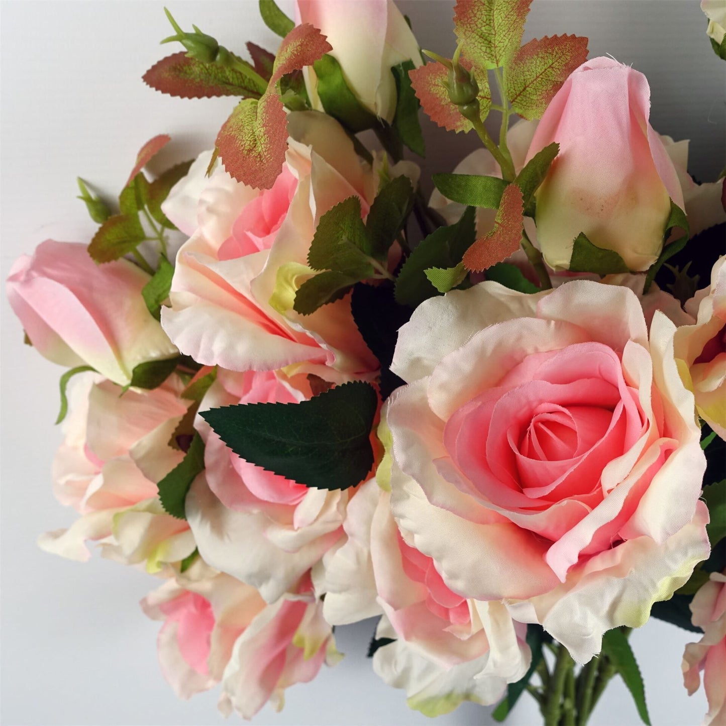 6 x 80cm Medium Artificial Pink Rose Stems – Faux Pink Roses for Vases & Arrangements