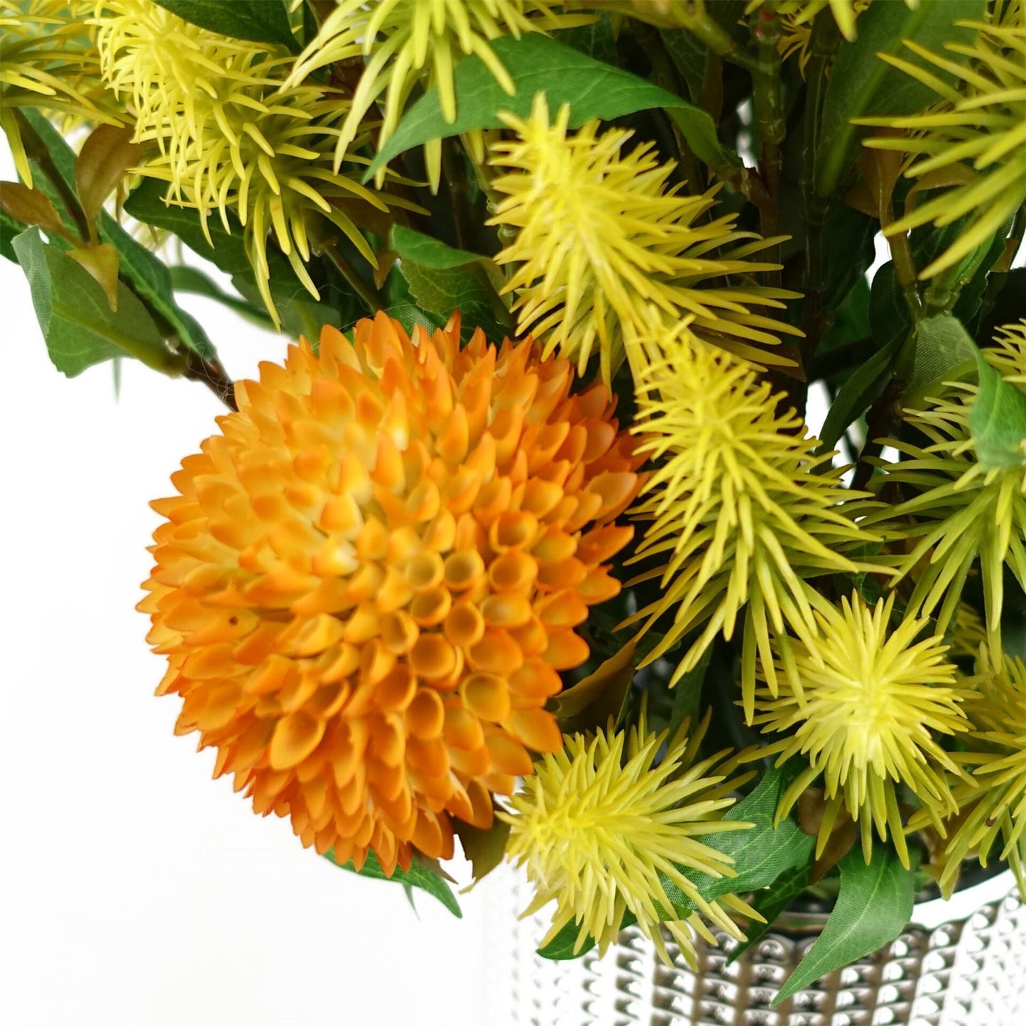 70cm Medium Artificial Yellow Ball Dahlia Flower – Faux Dahlia Stem