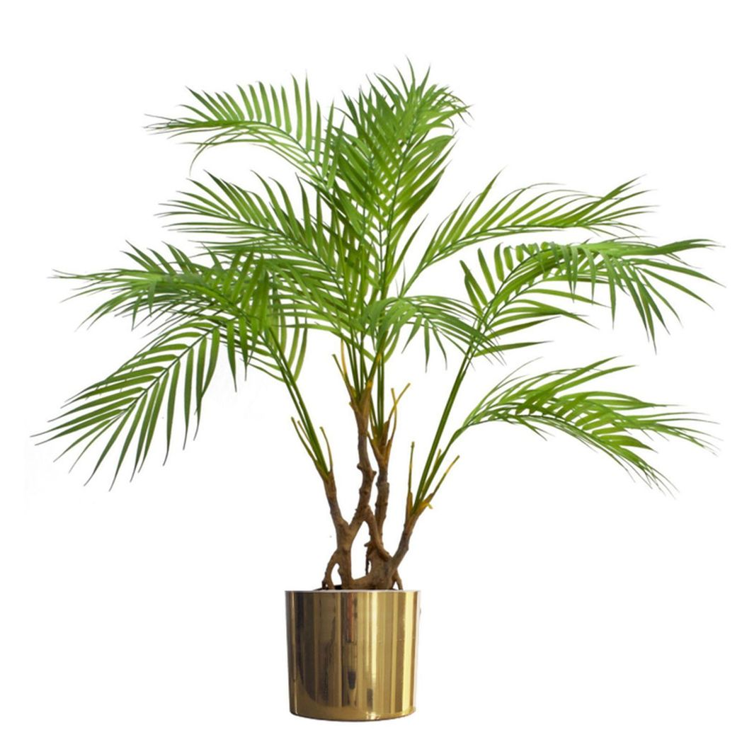 20cm x 18cm Medium Polished Gold Metal Planter – Modern Gold Plant Pot