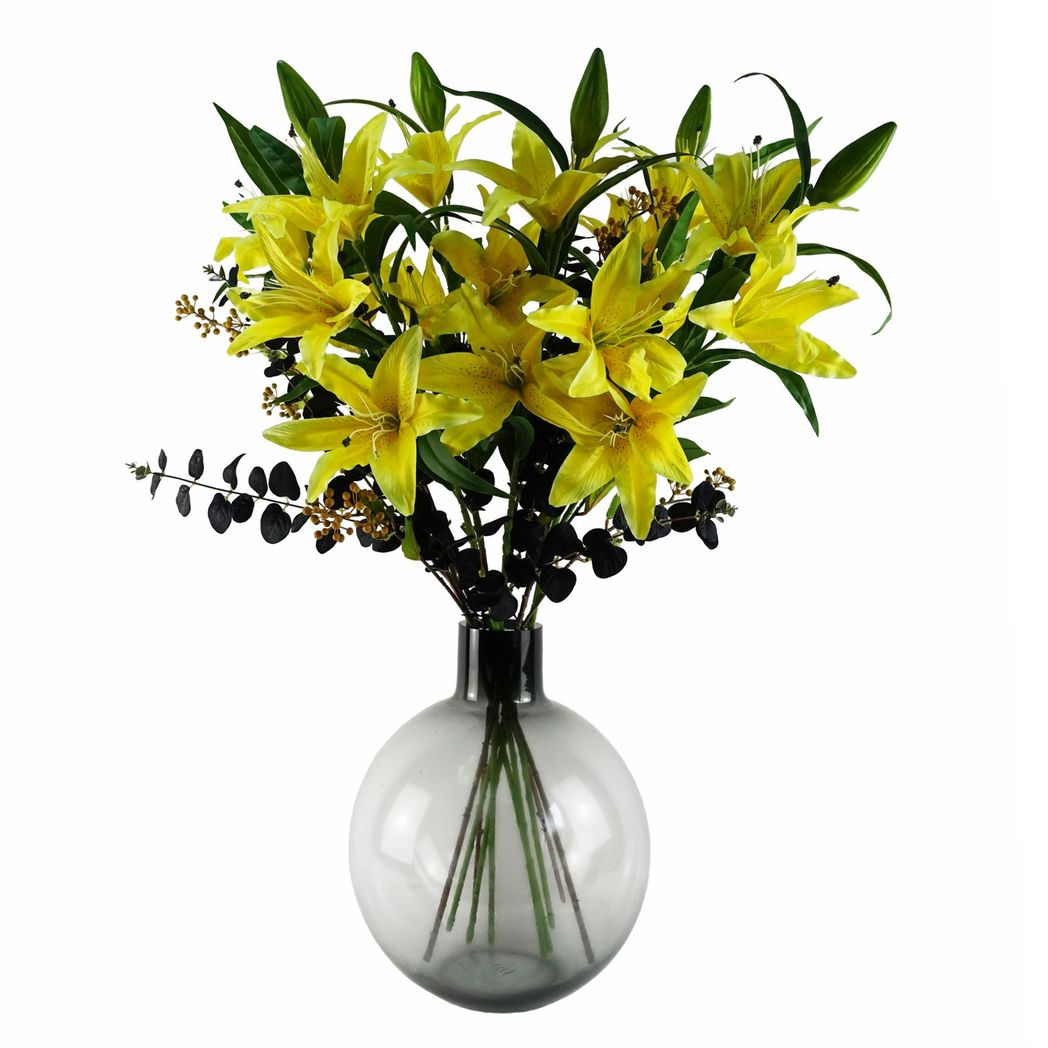 40cm Large Grey Smoke Bottle Glass Round Vase – Thick Decorative Glass Vase
