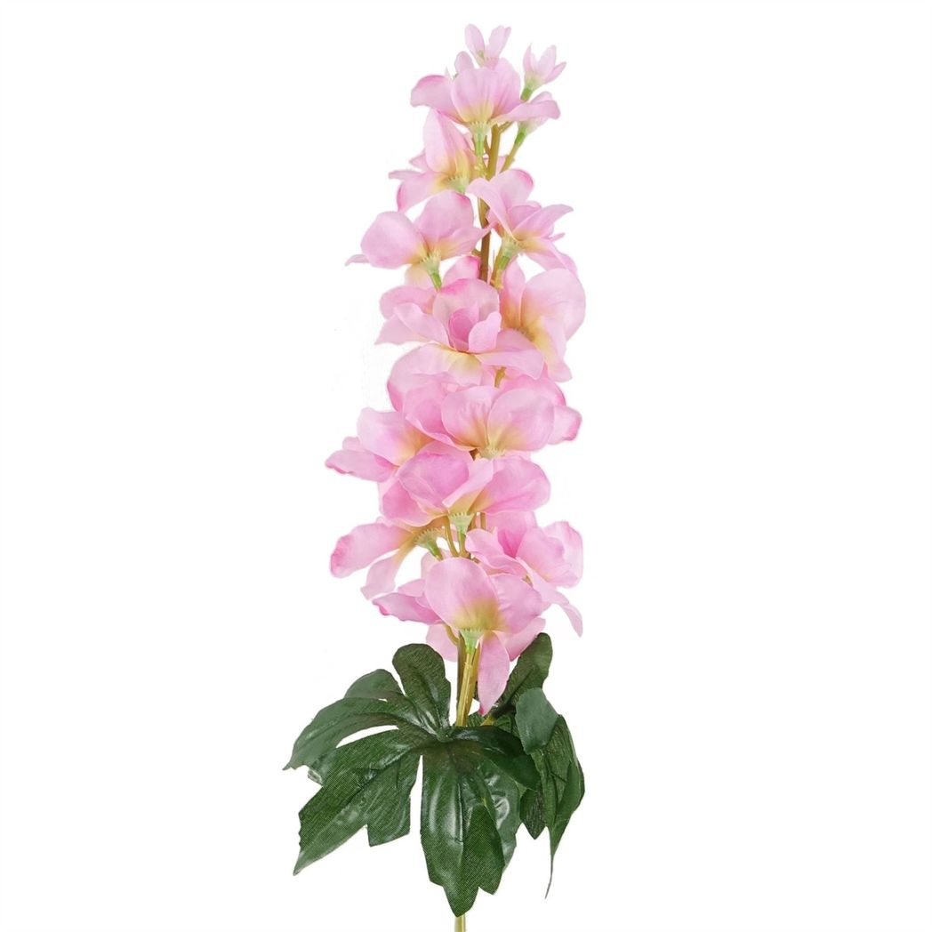 6 x 75cm Medium Light Pink Artificial Delphinium Stems – Silk Flower Set