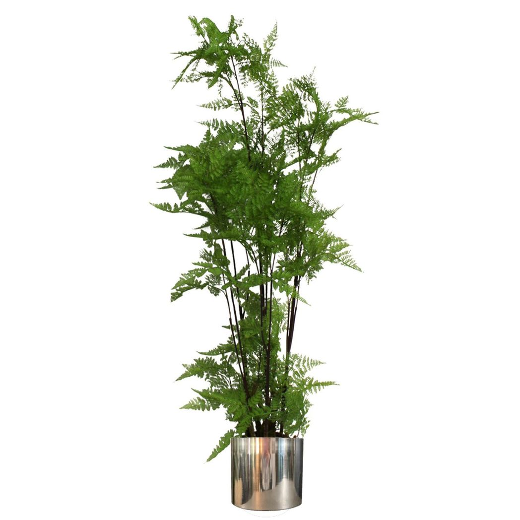 20cm x 18cm Medium Polished Silver Metal Planter – Modern Silver Plant Pot