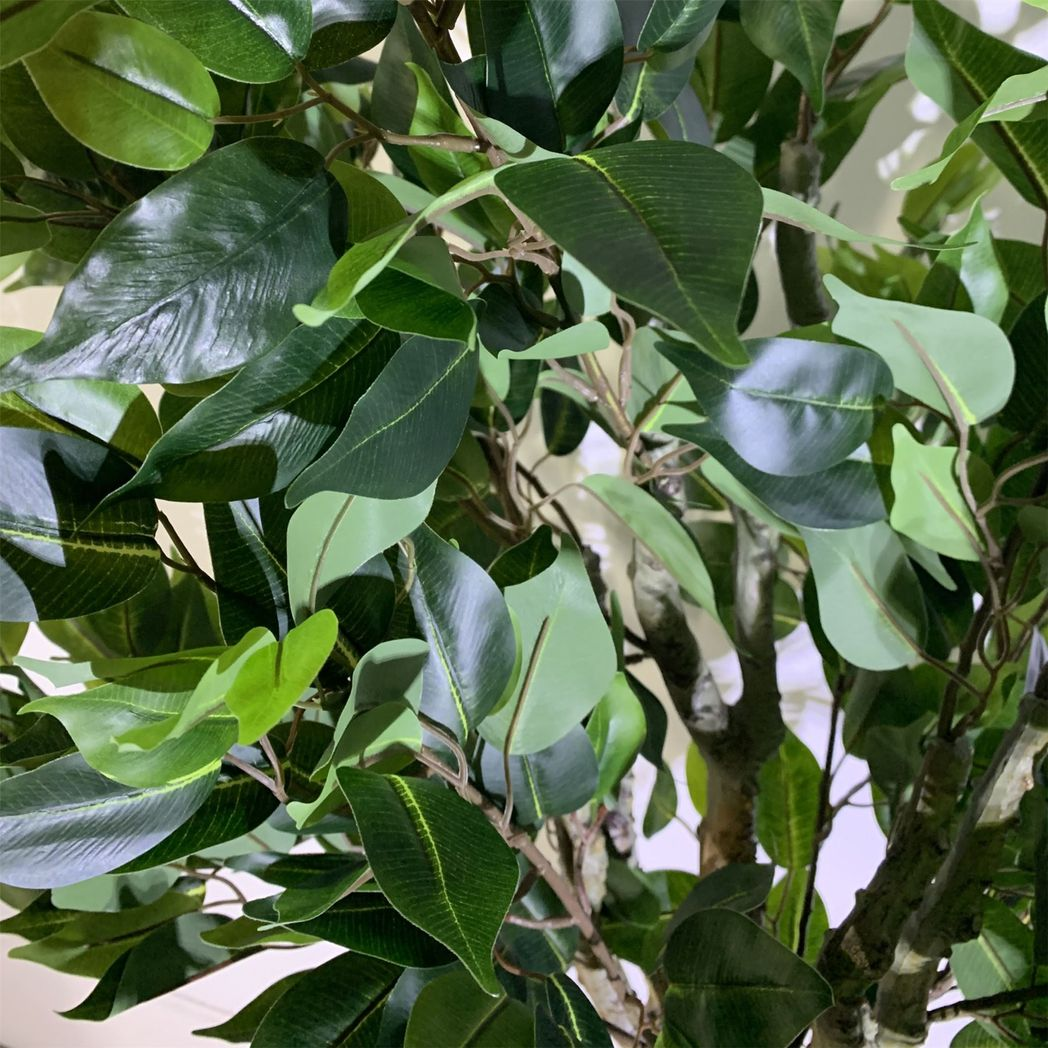 110cm Medium Artificial Evergreen Ficus Tree with Curved Gold Planter – Realistic Faux Indoor Tree