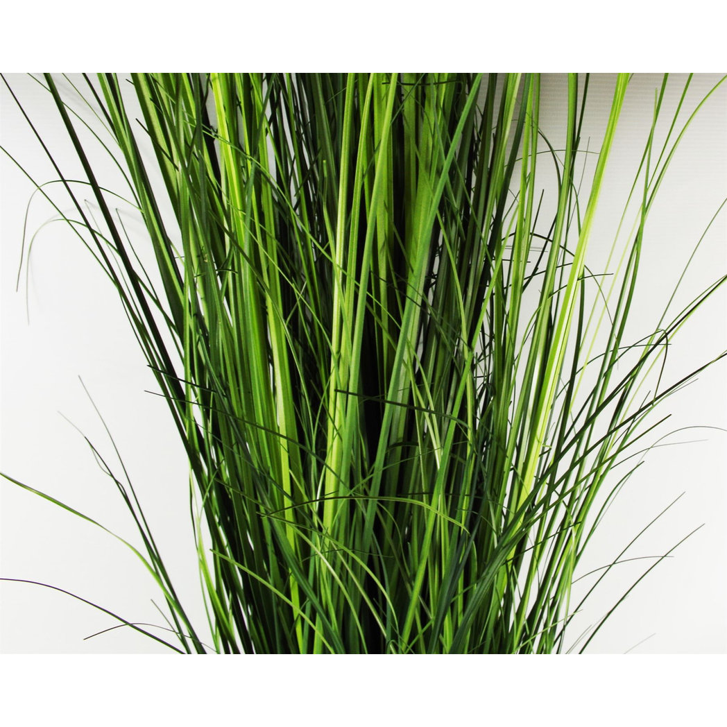 130cm Large Artificial Onion Grass Plant with Silver Planter – Tall Faux Grass Plant