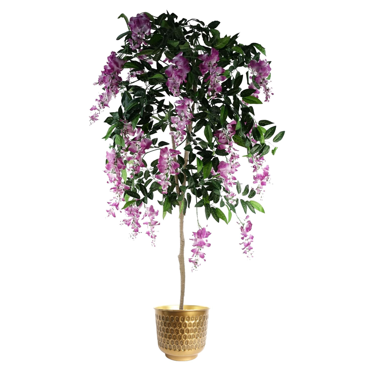 22cm x 20cm Medium Gold Honeycomb Metal Planter – Modern Gold Plant Pot