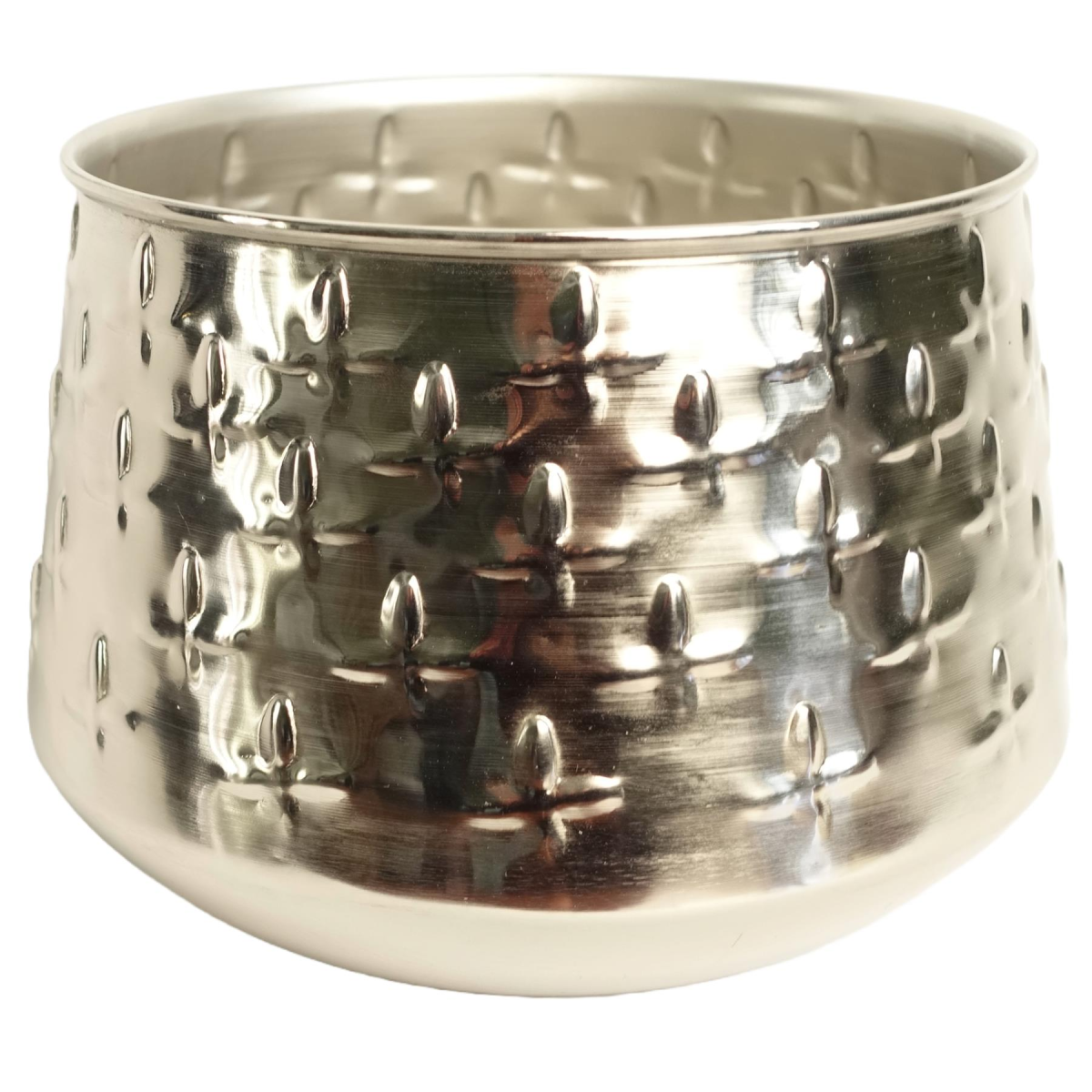 24cm x 18cm Medium Silver Cross Metal Planter – Stylish Silver Plant Pot