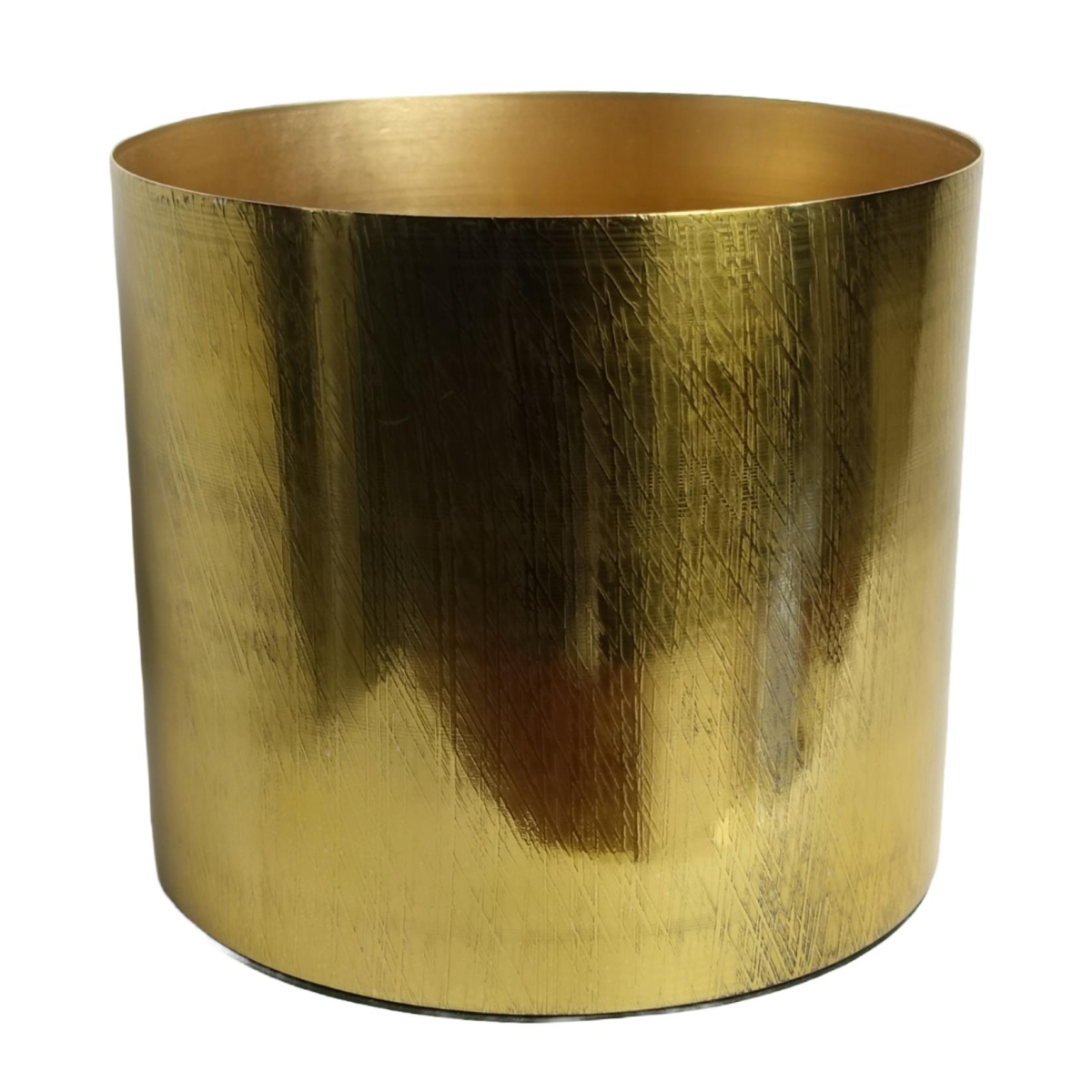 20cm x 18cm Medium Gold Etched Metal Planter – Decorative Indoor Plant Pot