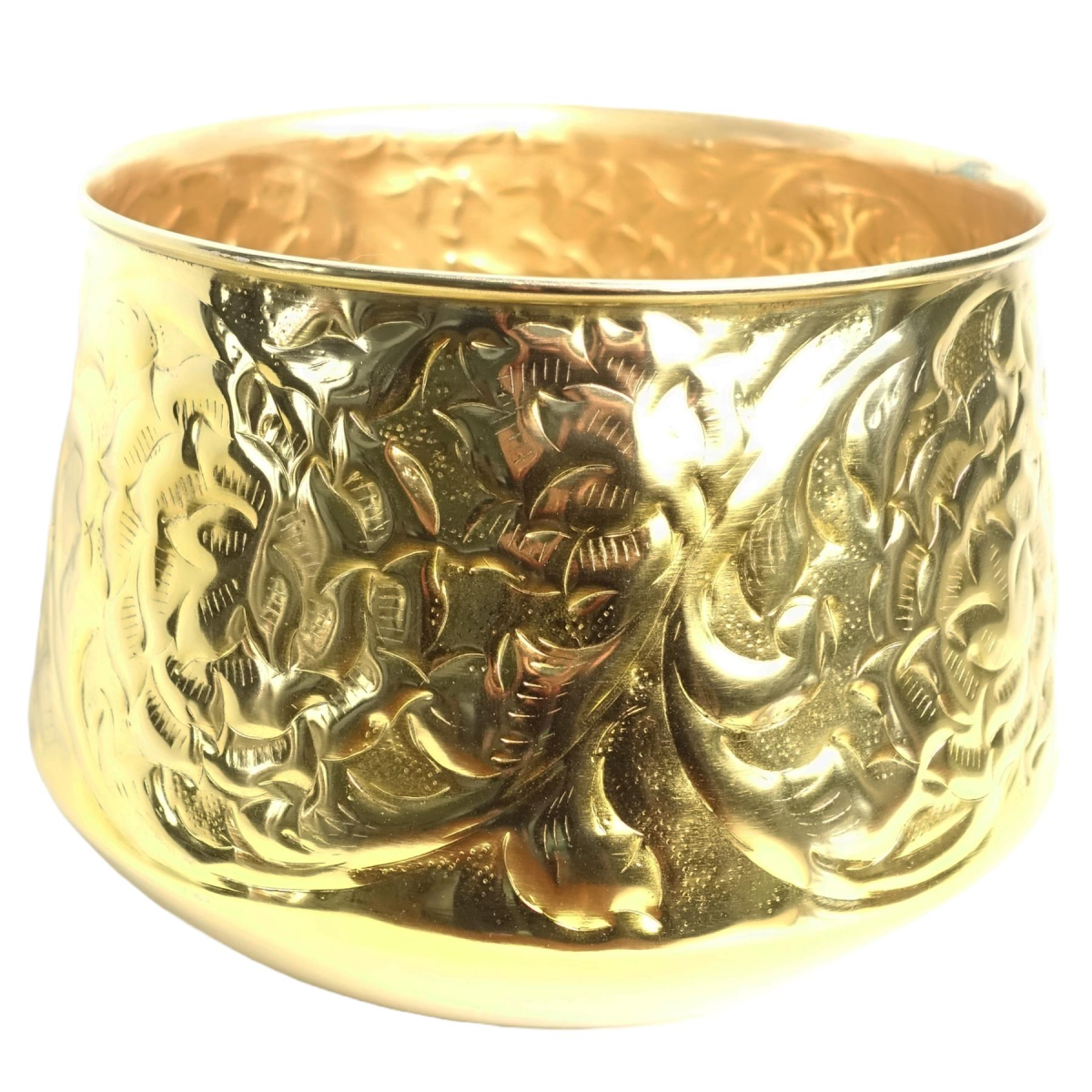 24cm x 18cm Medium Gold Swirl Metal Planter – Decorative Gold Plant Pot