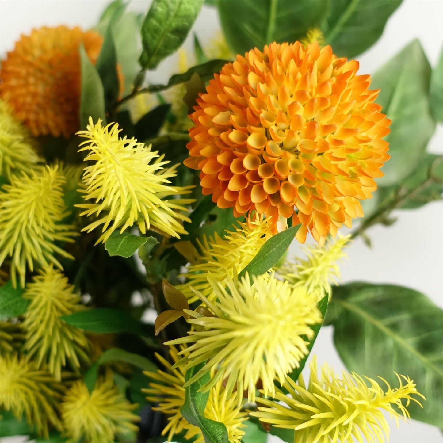 6 x 70cm Medium Artificial Yellow Ball Dahlia Flowers – Faux Dahlia Stems