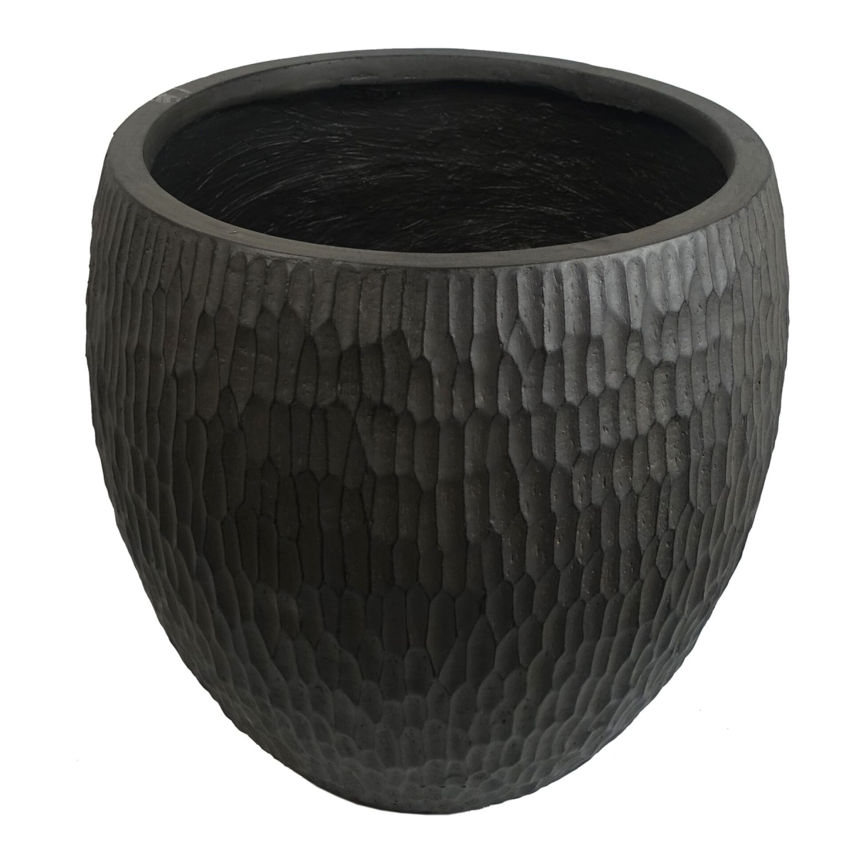 43cm x 43cm Extra Large Grey Embossed Composite Planter – Modern Stone-Effect Plant Pot