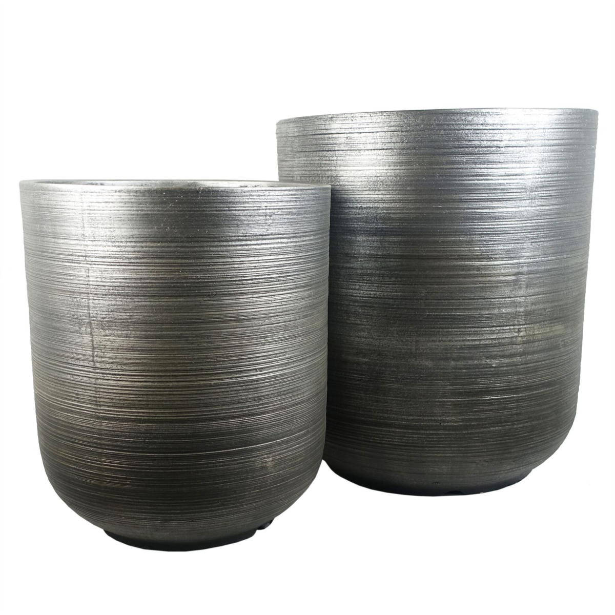 47cm x 41cm Extra Large Silver Ridged Composite Planter – Indoor Plant Pot