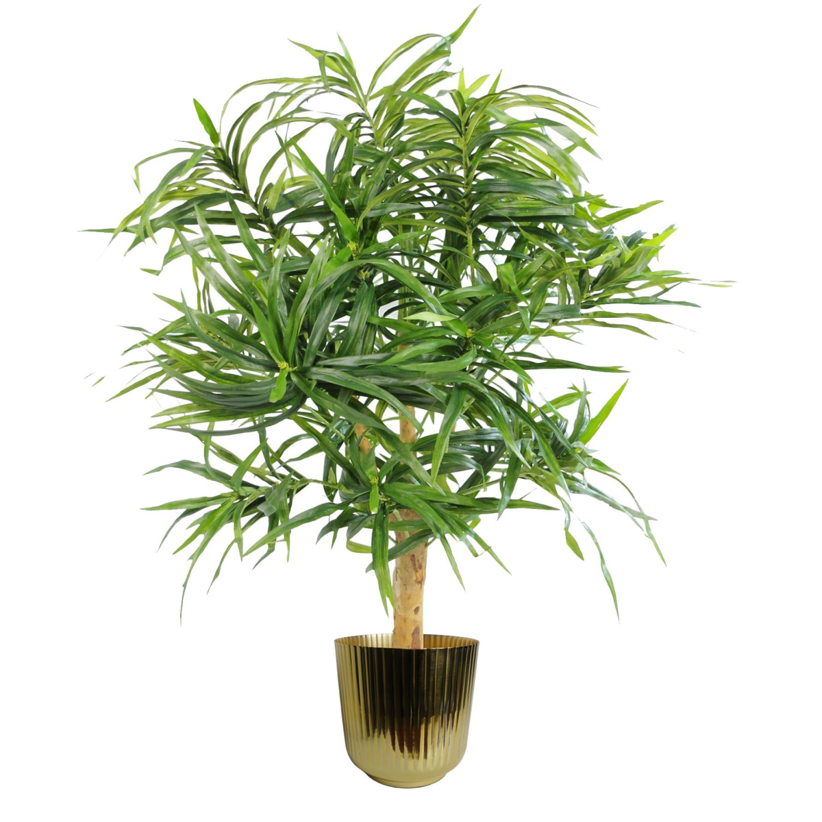 20.5cm x 20cm Medium Gold Fluted Metal Planter – Decorative Gold Plant Pot